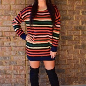 Retro striped sweater dress/top